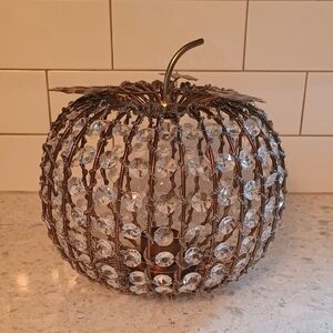 Vintage Crystal And Metal Apple Shaped Tea light Candle Holder Centerpiece